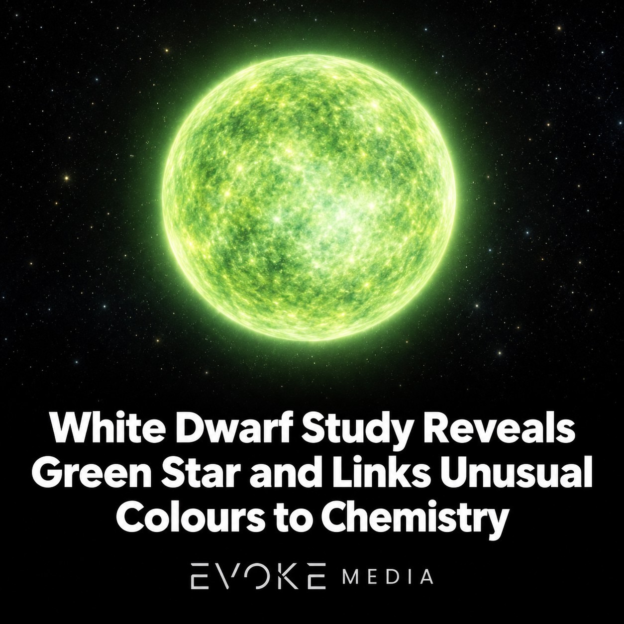 Illustration of a glowing green star against a dark, star-filled background.
